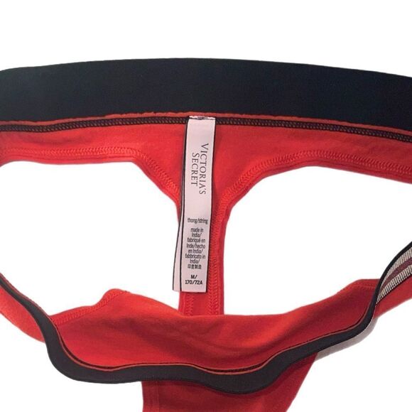 VS Stretch Cotton Thong Panty - Red/Gold NWOT (M) - Picture 5 of 6